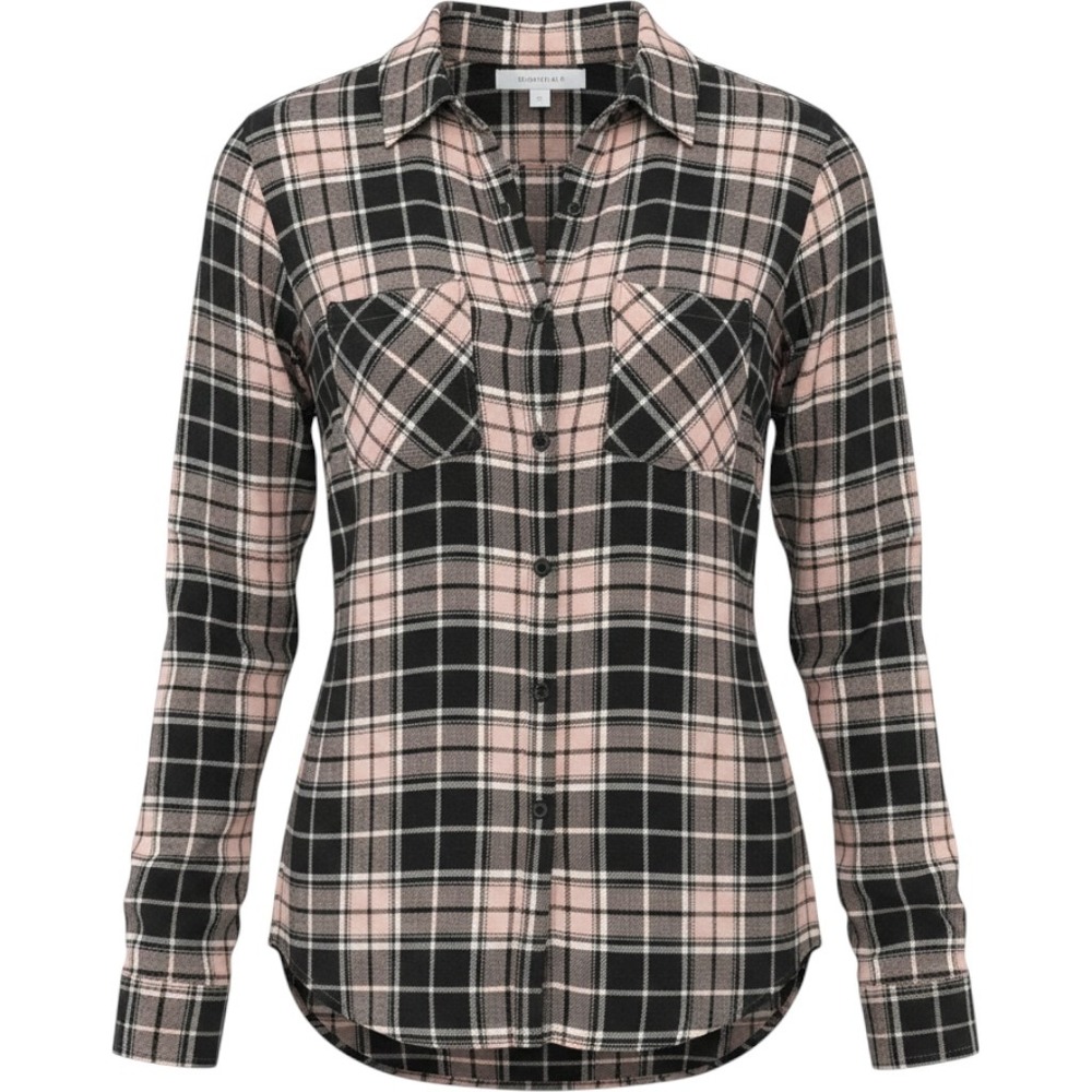 Caslon Plaid Button Up Shirt Pink & Navy Blue Womens Size XS